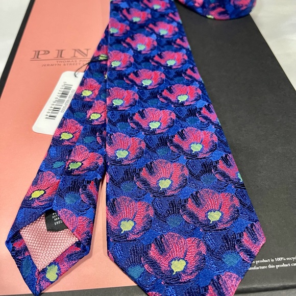 🔥STRIKING⚡️✨🆕💯LVMH AUTHN THOMAS PINK 🔥JAPANESE HIBISCUS🔥WOVEN MOTIF TIE🔥 - Picture 16 of 16